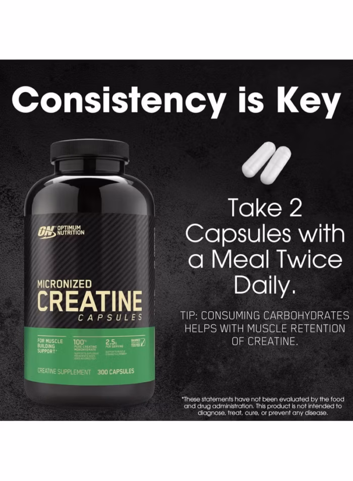 سلامت و مکمل ها Optimum Nutrition — Micronized Creatine Capsules, 300 Capsules, Pure Creatine Monohydrate — تصویر 2