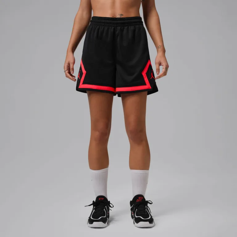 Jordan Sport Women's 10cm (approx.) Diamond Shorts - Black/Black/Infrared 23/Infrared 23