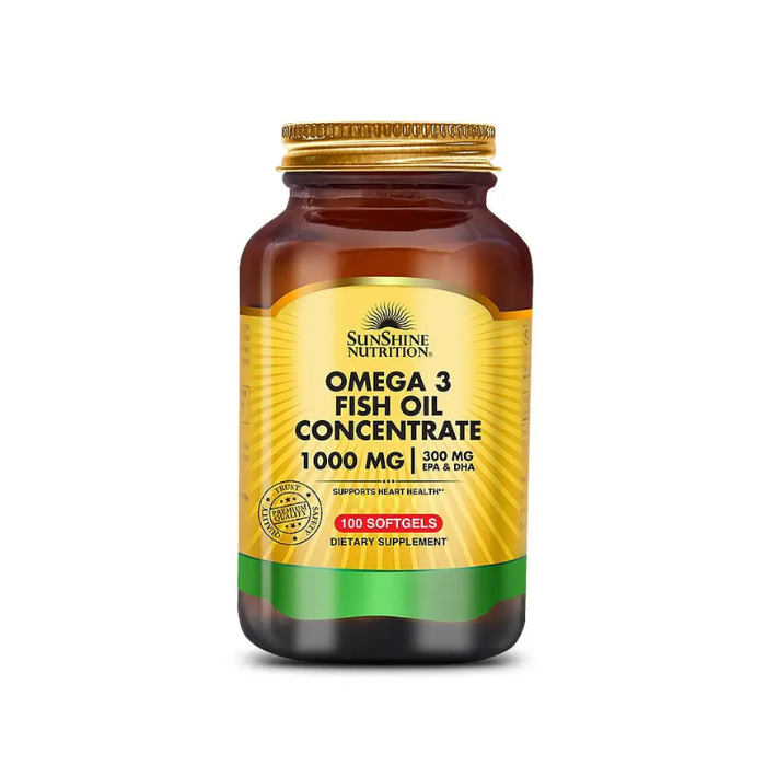 Sunshine Nutrition Omega 3 Fish Oil Concentrate 1000mg 100 Softgels