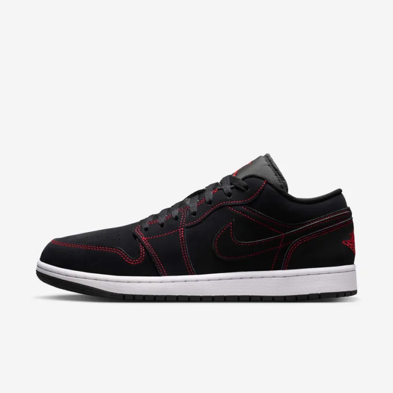Air Jordan 1 Low Men's Shoes - Black/White/University Red